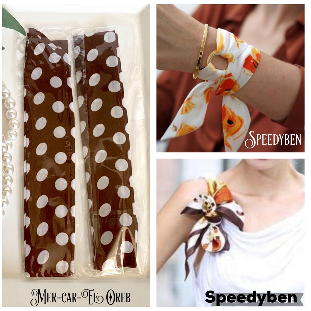 Purse Hair Ribbon Skinny Scarf Set 3/$20